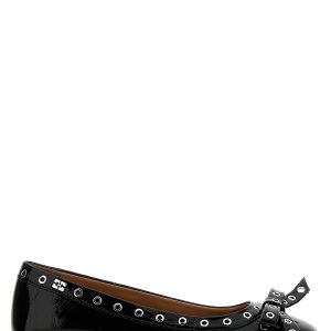 'Eyelets Bow' ballet flats