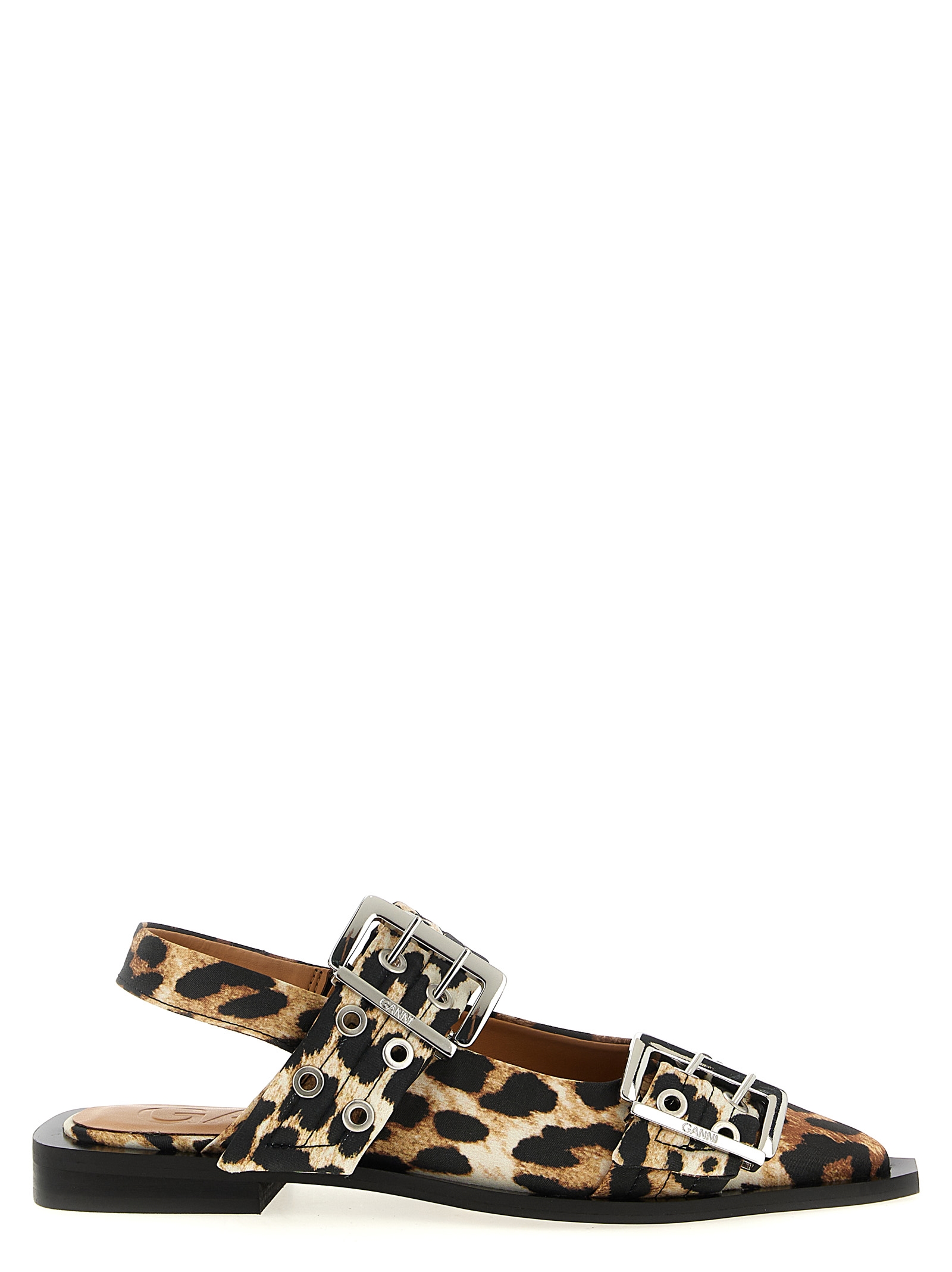 'Leopard Satin Feminine Buckle' slingback