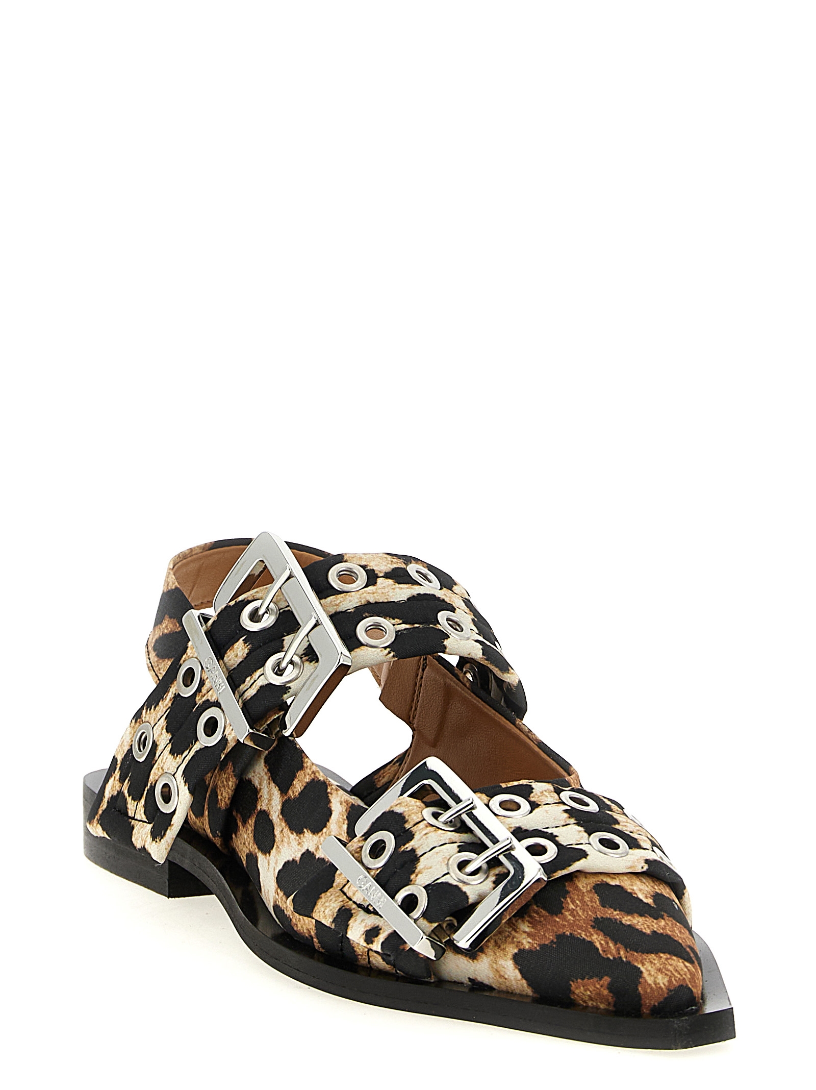 'Leopard Satin Feminine Buckle' slingback - immagine 2