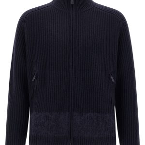 Carded wool insert cardigan