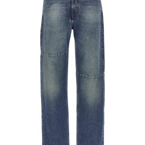 Asymmetric stitching jeans