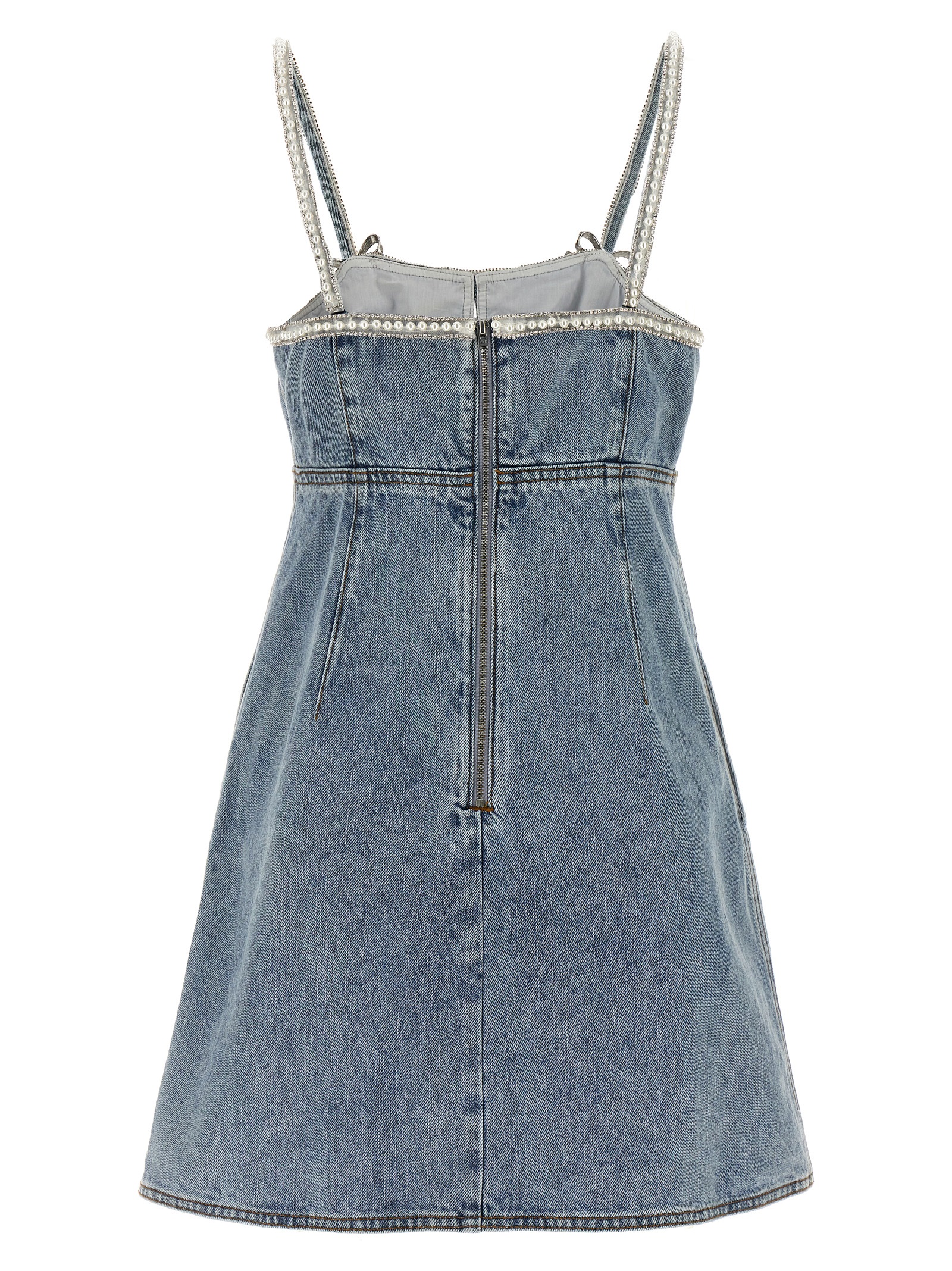 'Light Blue Denim Pearl Mini Dress' dress - immagine 2