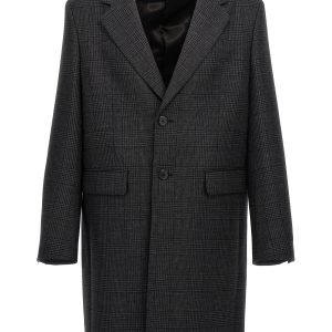 Check single-breasted coat