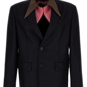 Removable collar single-breasted blazer