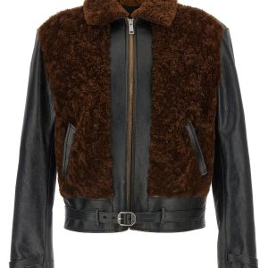 Sheepskin and leather jacket
