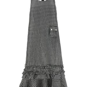 'Crinkled Check Long' dress