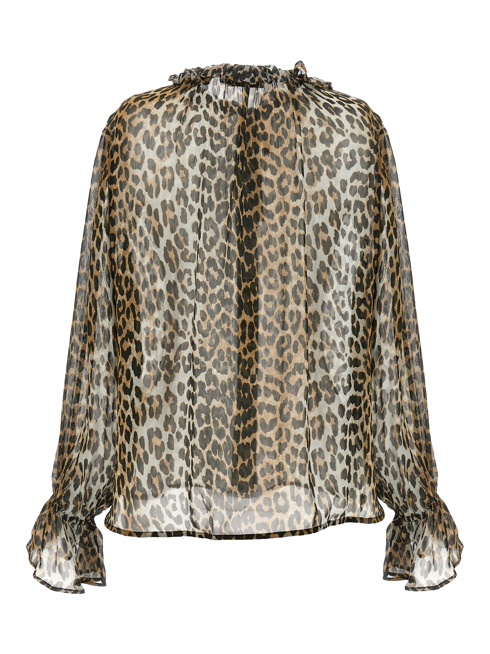 'Leopard Print Chiffon Tie String' shirt - immagine 2