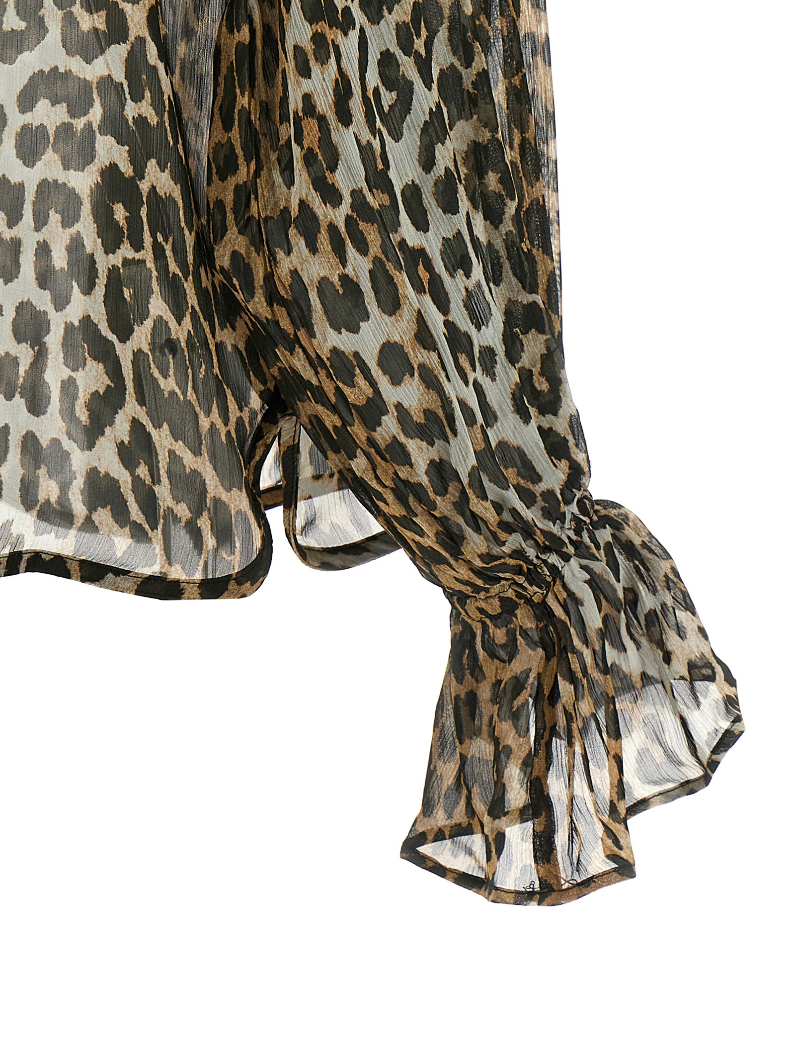 'Leopard Print Chiffon Tie String' shirt - immagine 4