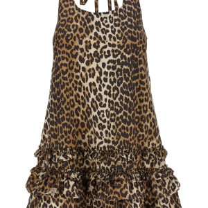 'Leopard Cotton Poplin Mini' dress