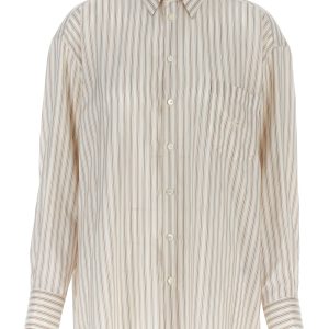 Logo embroidery striped shirt