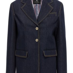 Single-breasted denim blazer