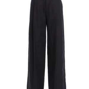 Linen pants with front pleats