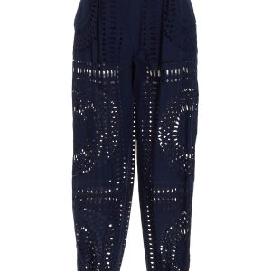 Embroidered cotton pants