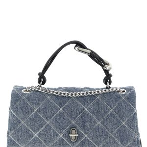 'The Quilted Denim Dual' medium shoulder bag