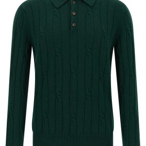Braided wool polo shirt