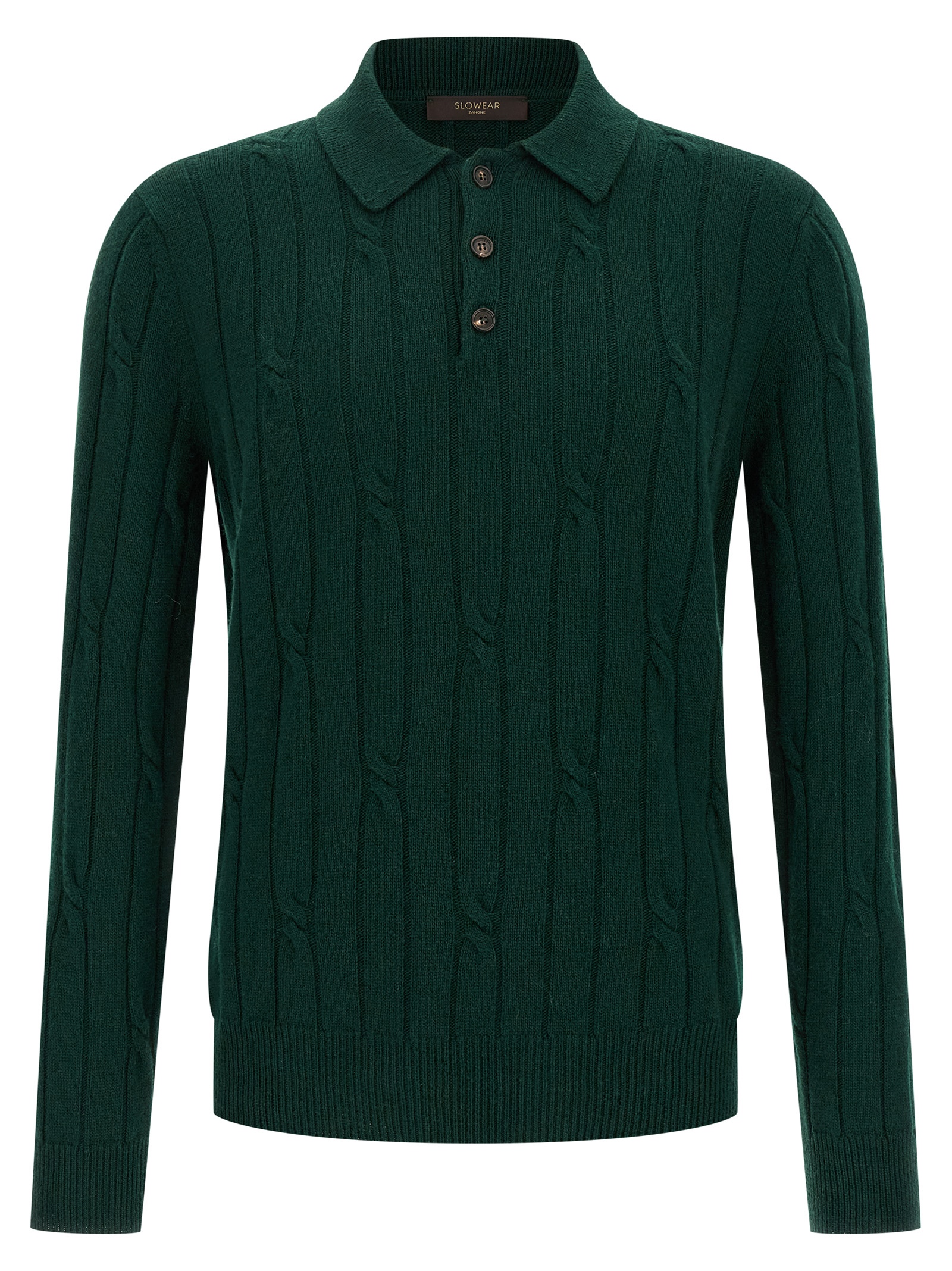 Braided wool polo shirt