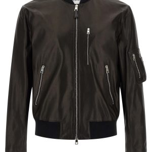 Leather bomber jacket