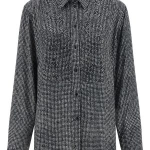 Rhinestone plastron shirt