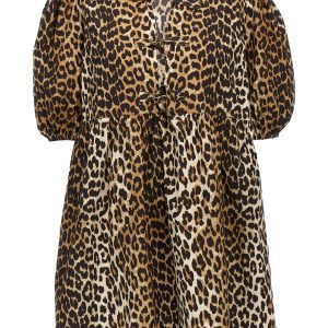 Leopard poplin dress