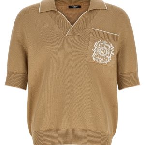 'Balmain Stemma' embroidery polo shirt