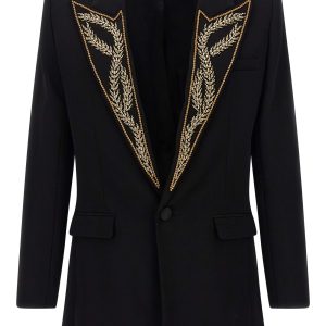 Leaf embroidery blazer