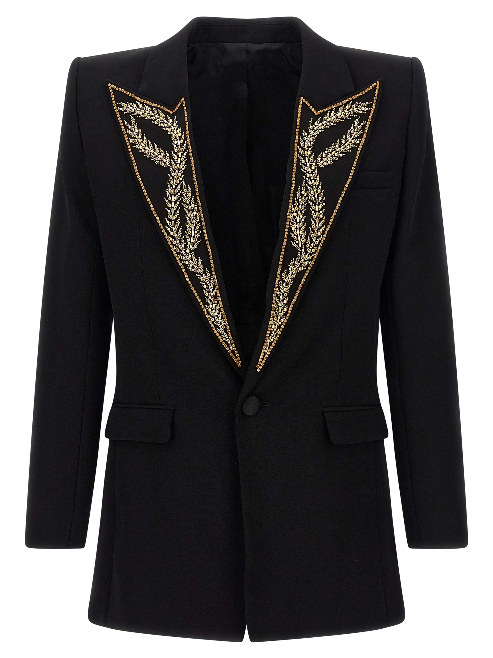 Leaf embroidery blazer
