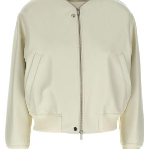 Leather bomber jacket