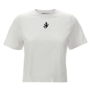 'Anchor embroidery pannelled cropped' T-shirt