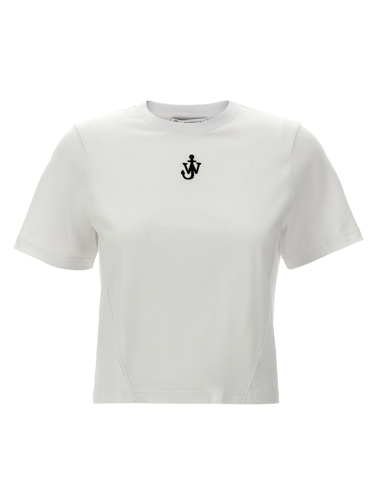 'Anchor embroidery pannelled cropped' T-shirt