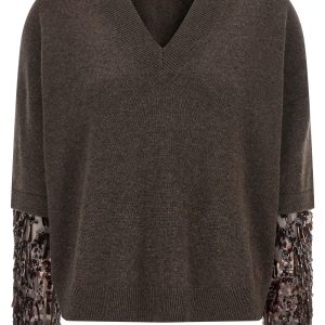 Sequin sleeve sweater