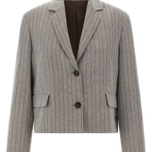 Pinstriped chevron blazer