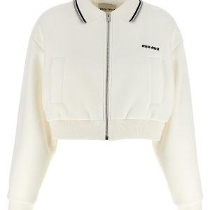 Piquet short bomber jacket