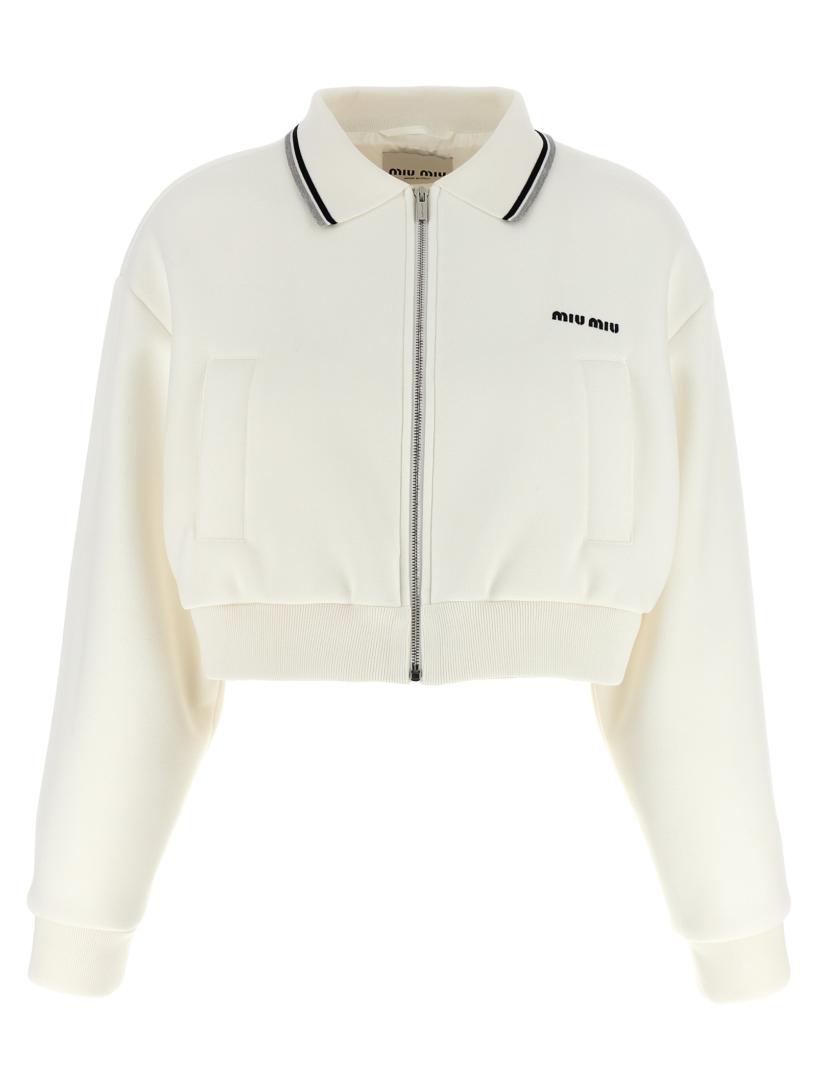 Piquet short bomber jacket