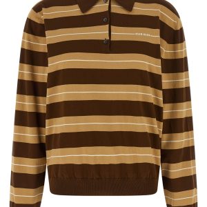 Striped knitted polo shirt