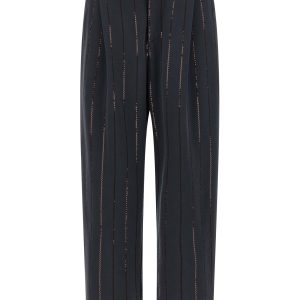 'Dazzling Chalk Stripe Embroidery' joggers