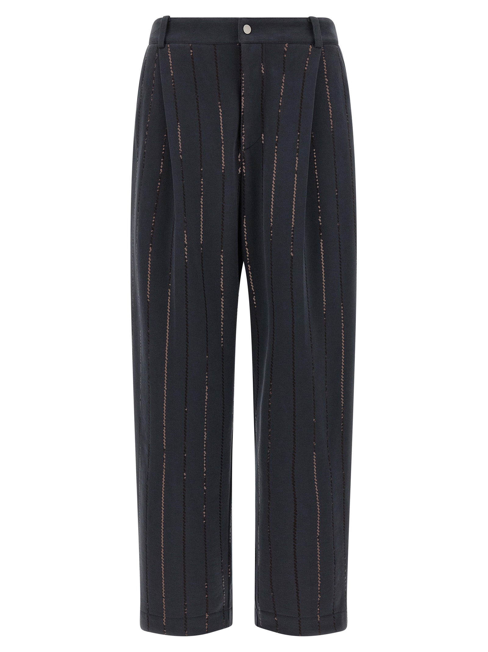'Dazzling Chalk Stripe Embroidery' joggers
