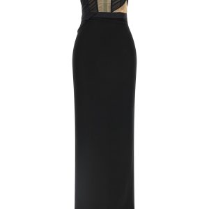 'Corsetted Draped Maxi' dress