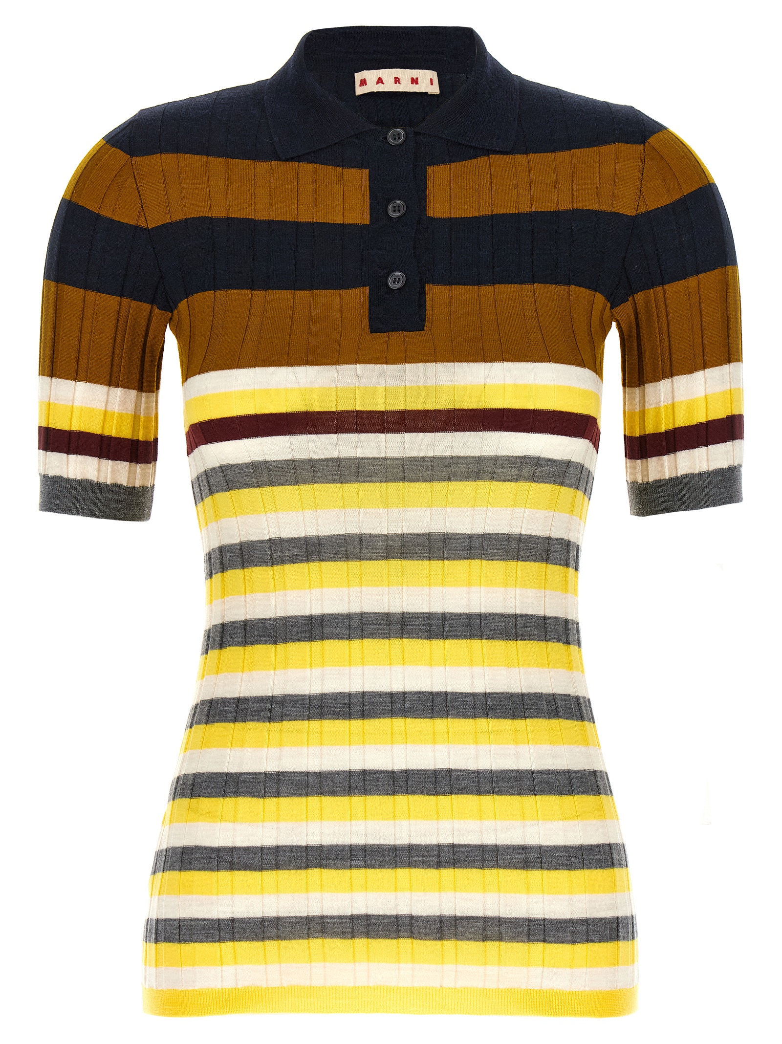 Ribbed wool polo shirt