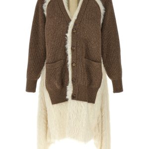 Two-material cardigan