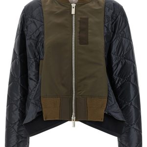 Bimaterial nylon bomber jacket