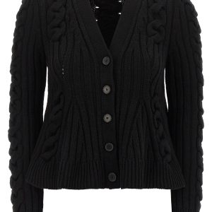 Braided wool cardigan