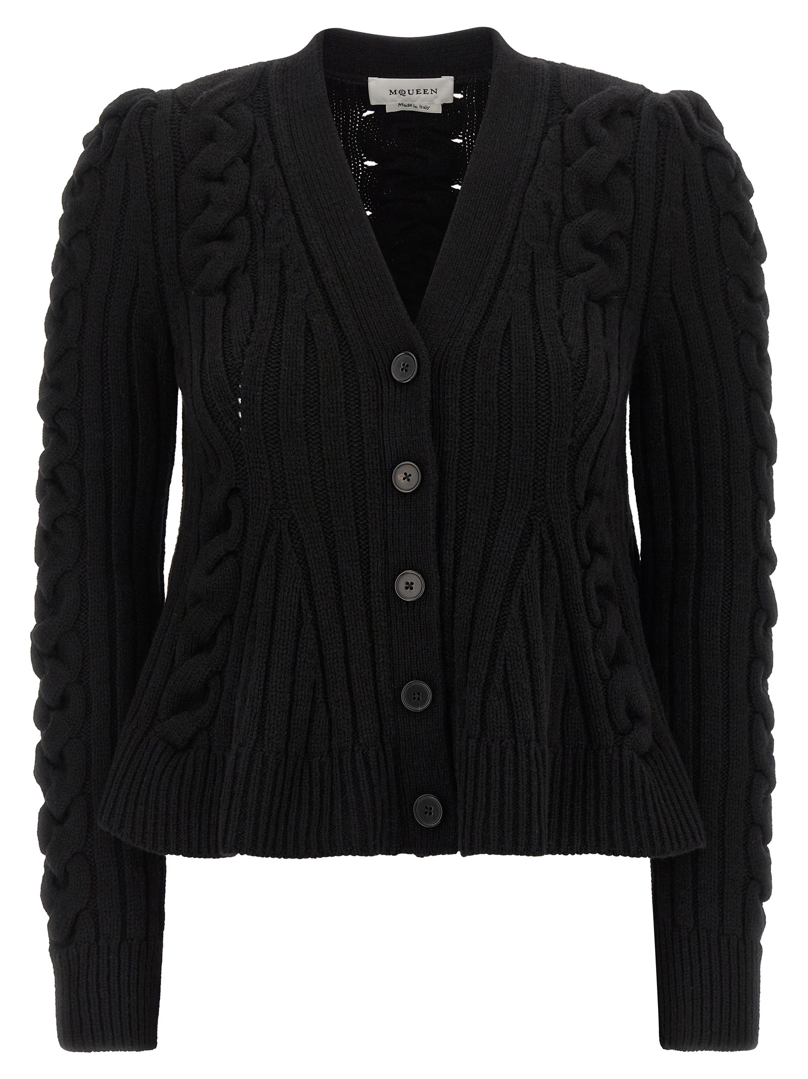 Braided wool cardigan