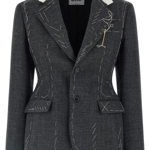 Embroidered canvas blazer
