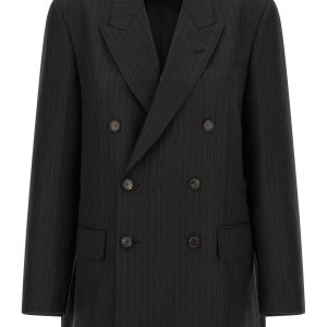 Pinstriped long blazer