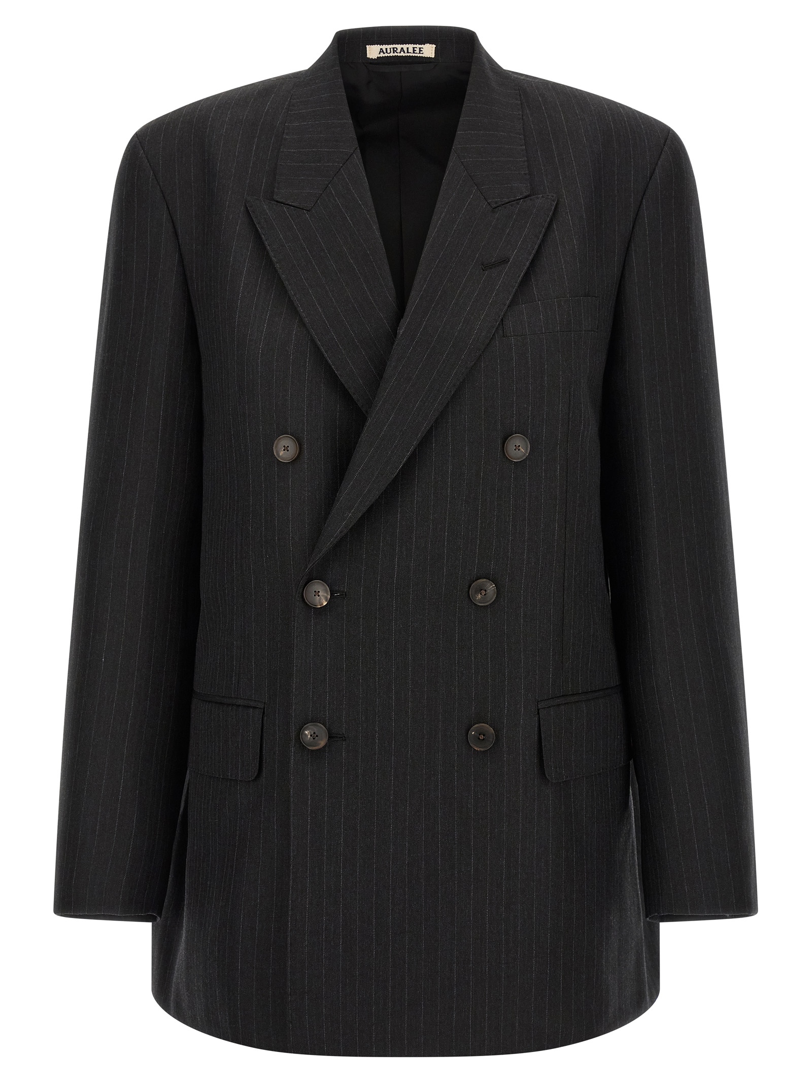 Pinstriped long blazer