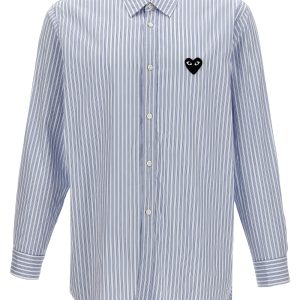 Logo patch striped shirt