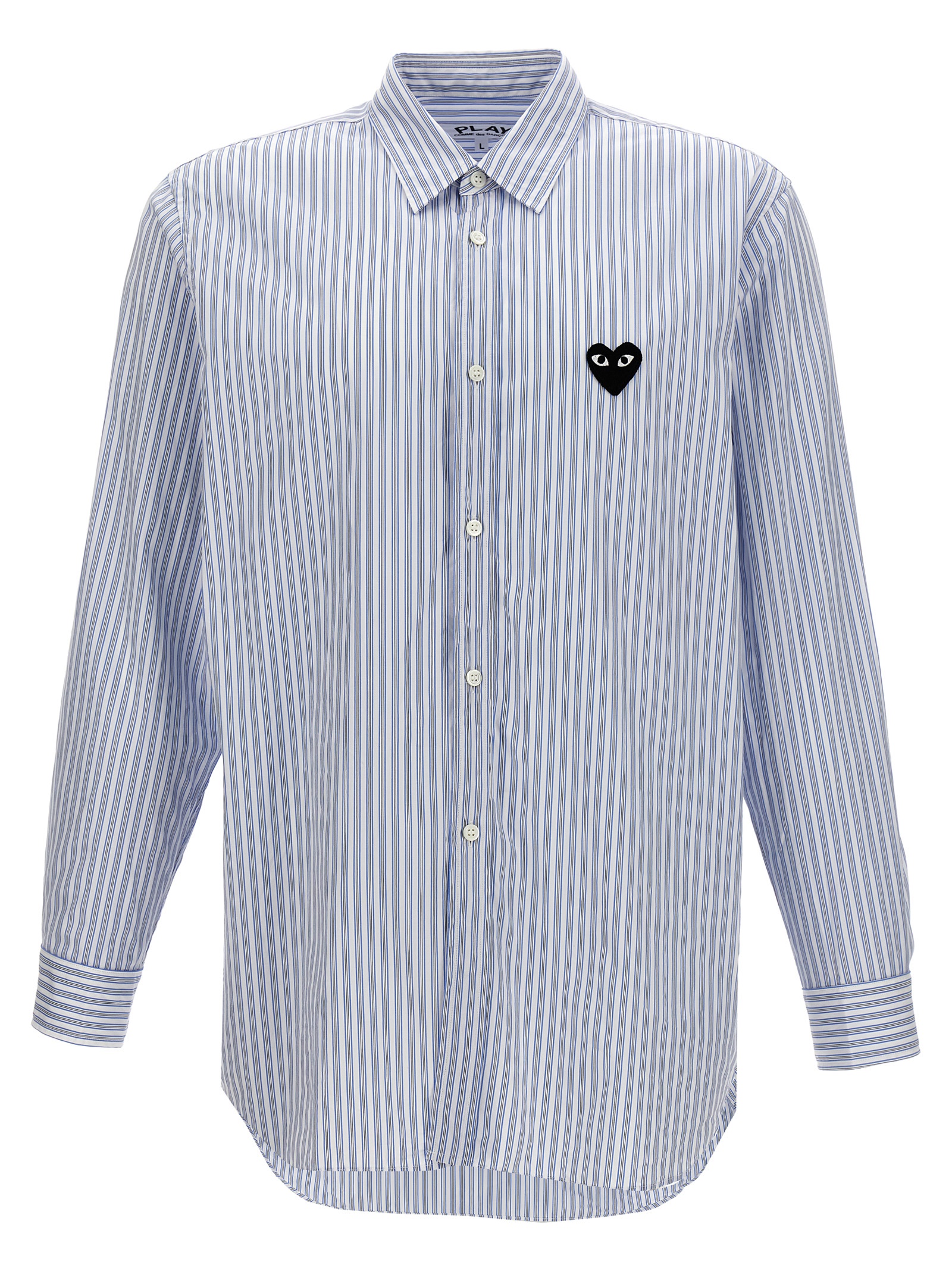 Logo patch striped shirt