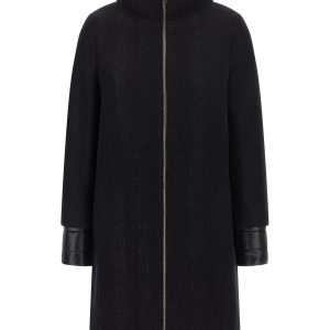 Lamé thread and wool coat