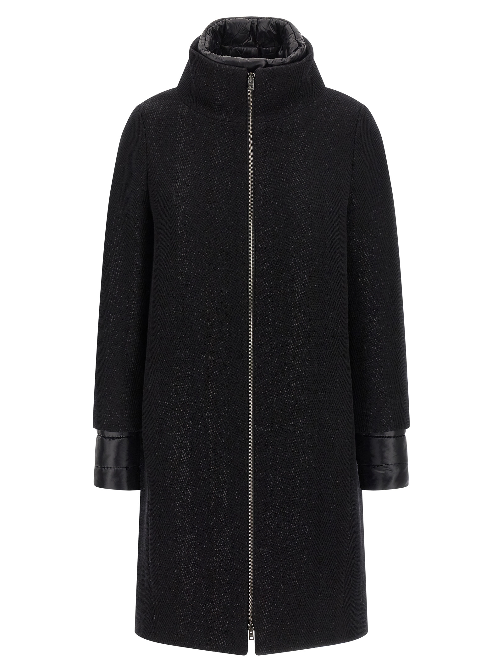 Lamé thread and wool coat