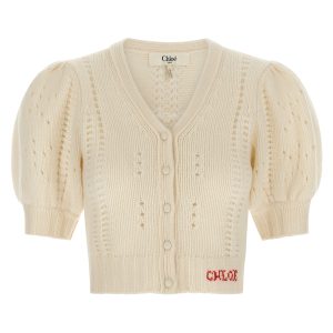 Jacquard logo cardigan